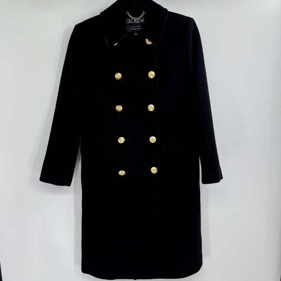 J. Crew Warwick Topcoat Italian Stadium-Cloth Wool Blend Black Size 4 - Picture 1 of 13